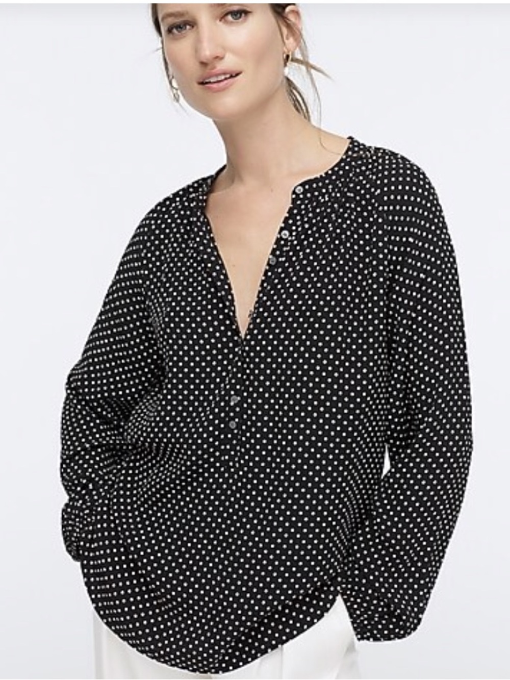 J.Crew Black & White Polka Dot Blouse | XXS